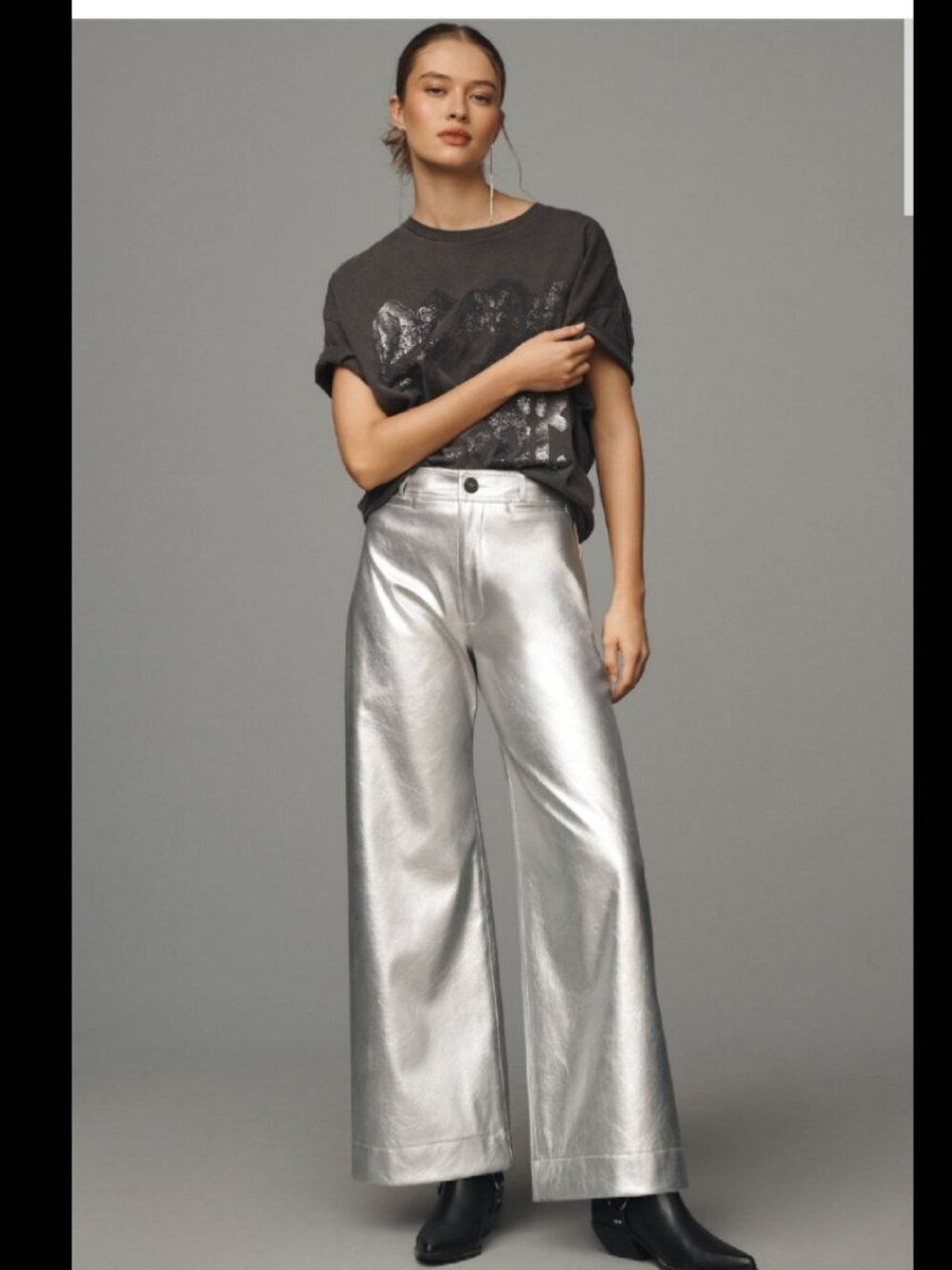 NWT OAT NEW YORK Metallic Coated Pants 10